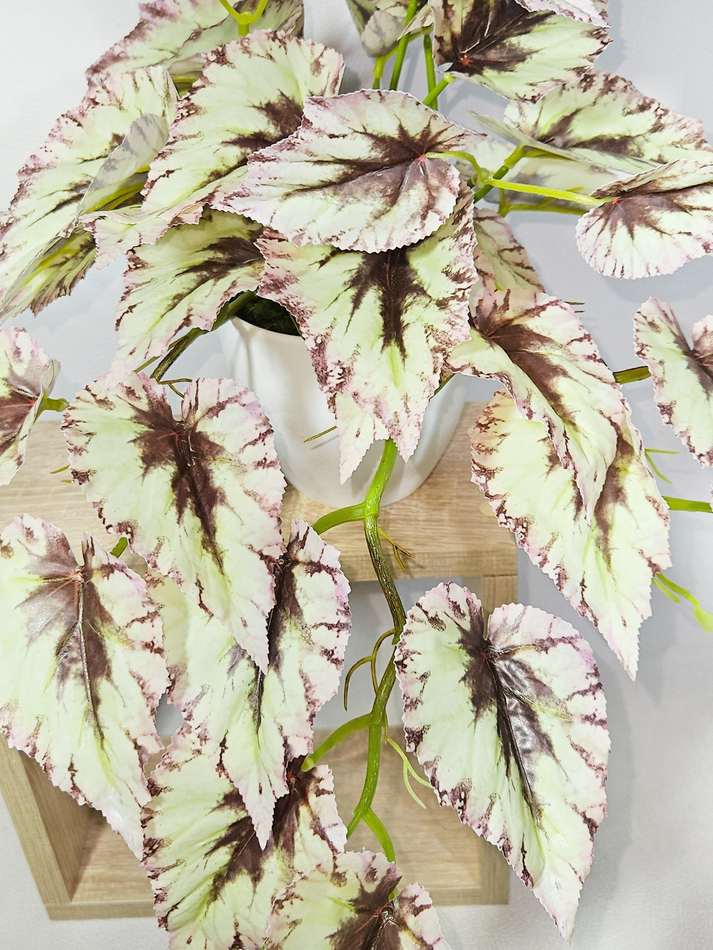 Искусственная Бегония светлая изящная 40 см в кашпо