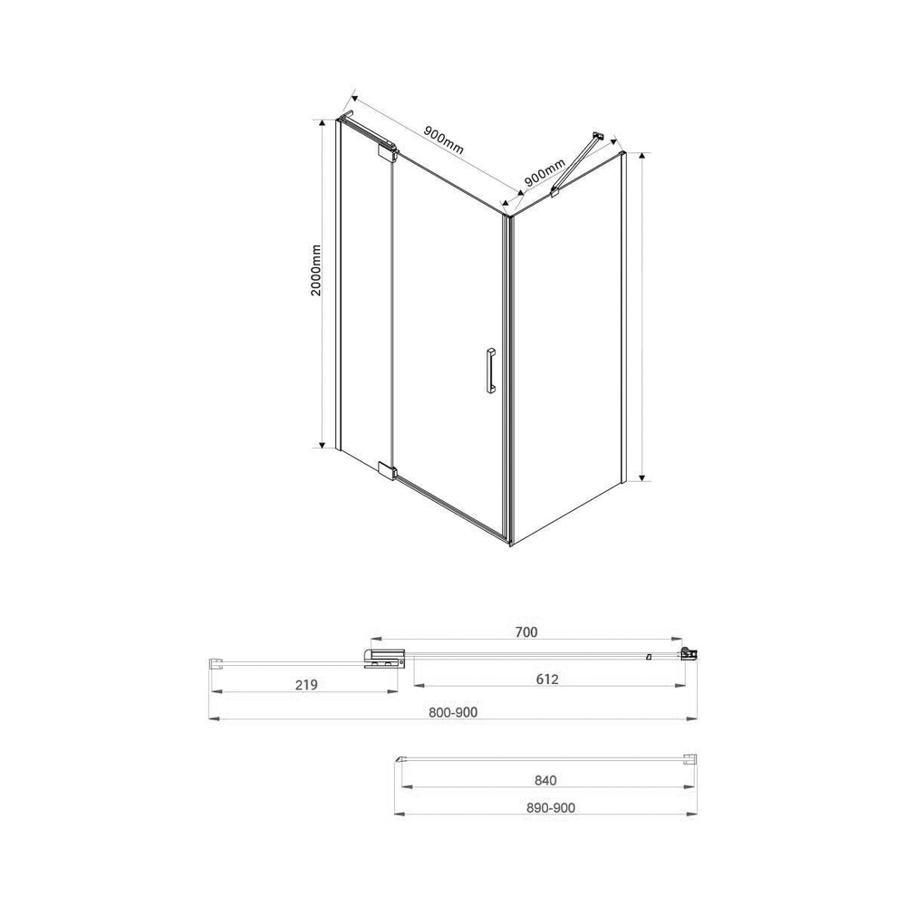 Душевой уголок Extra VSR-1E809090CL 800/900*900, хром, стекло прозрачное, , шт
