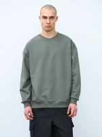 Свитшот оверсайз, без начеса (серо-зеленый)