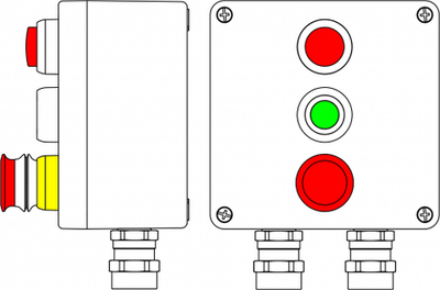 Взрывозащищенный пост управления из алюминия CPE-A-17-(1xLR(220)-1xP1G(11)-1xP3E(11))-2xAASBMB(C)1Ex d e IIC T6 Gb / Ex tb IIIC T80°C Db IP66