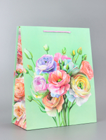 Пакет подарочный ламинированный вертикальный «Цветочный вальс», 26×12×32 см, 10961843, Китай