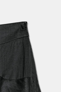 ZARA БРЮКИ С ВОЛАНАМИ И РАМИ — ZW COLLECTION, ЧЕРНЫЙ