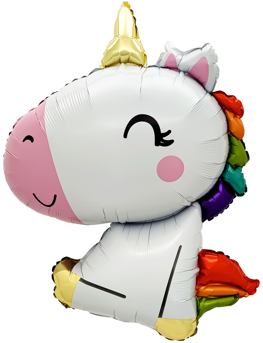 Фигурный шар с гелием в виде малыша единорога с радужной гривой недорого