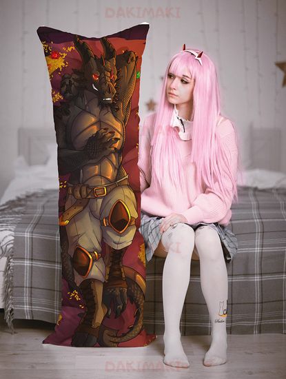 Дакимакура фурри Черный Дракон арт. 0693