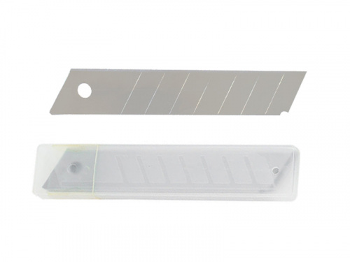 Лезвия сменные для ножа, 7 сегментов, углеродистая сталь 60Г, 18х100мм, толщина 0,5мм 10шт., (уп.)---