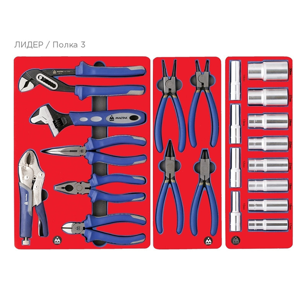 Набор инструментов &quot;ЛИДЕР&quot; в красной тележке, 270 предметов МАСТАК 52-06270R