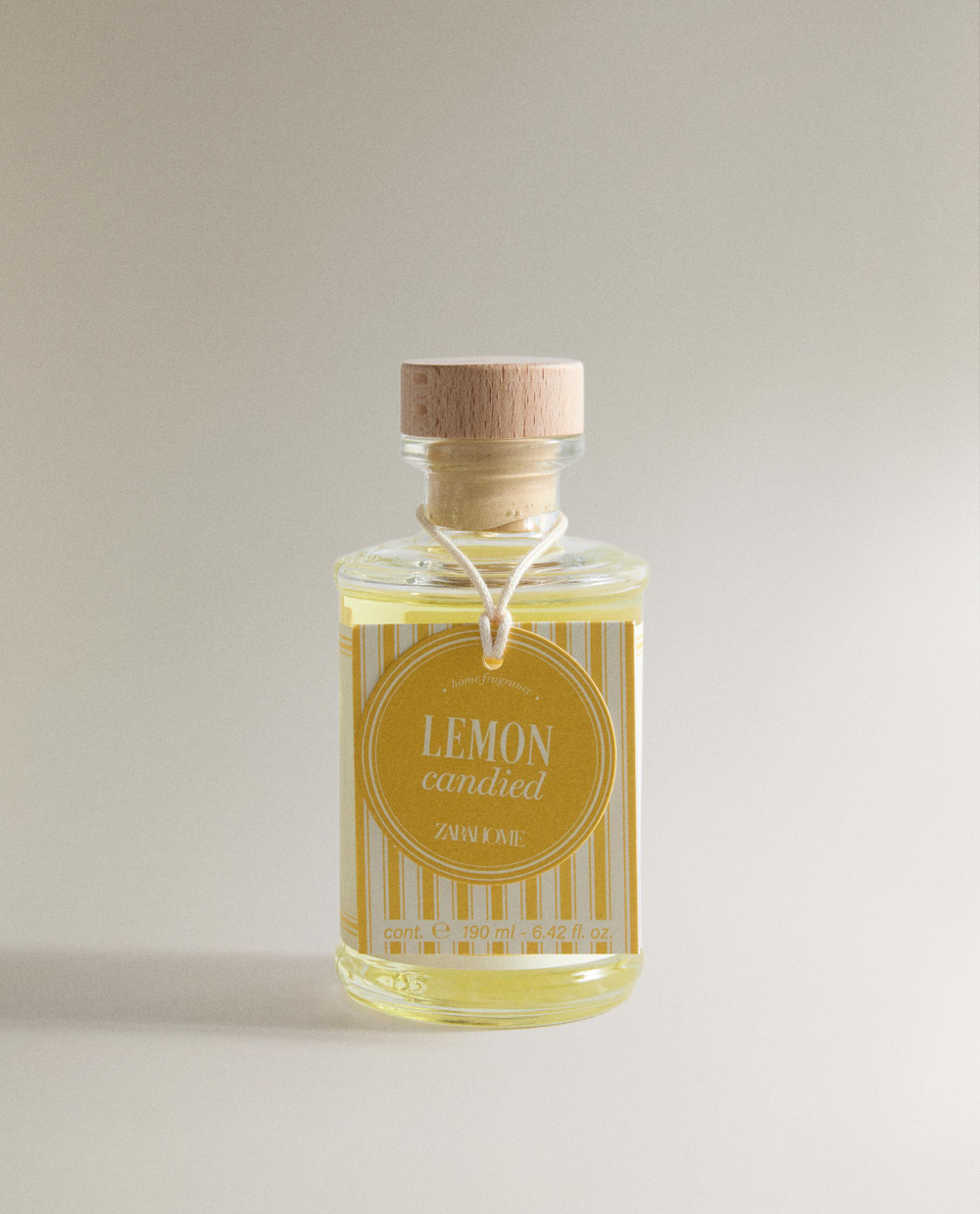 Zara Home Аромадиффузор Lemon Candied 190 мл, тростниковые палочки микадо, аромат свежий цитрусовый, Горчичный