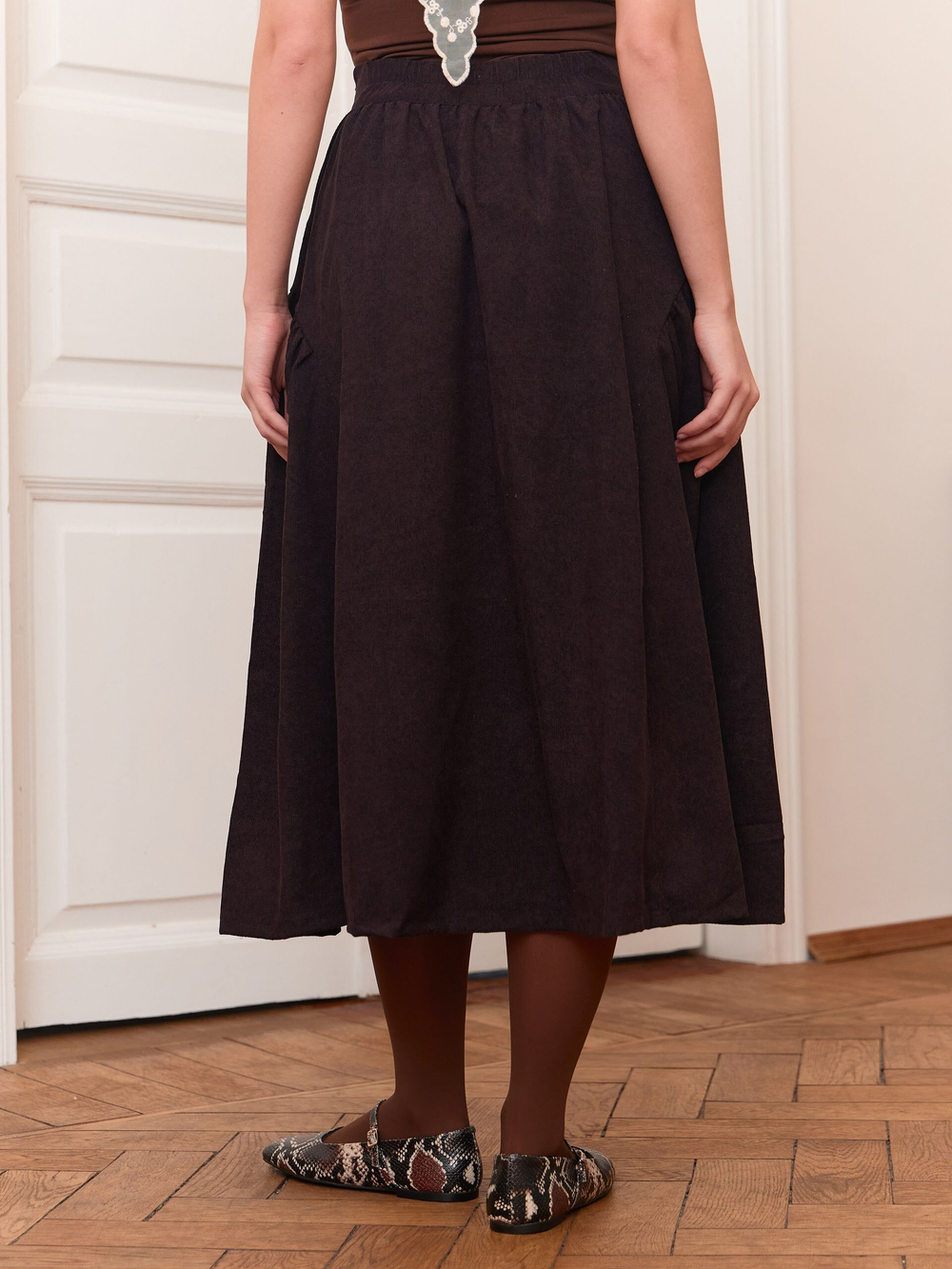 Юбка бохо вельветовая миди