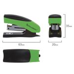 Степлер №10 МИНИ BRAUBERG "Soft", до 12 листов, с резиновой накладкой и антистеплером, черно-зеленый, 226858