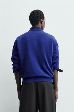 ZARA СВИТЕР ИЗ СМЕСОВОЙ ШЕРСТИ, СИНИЙ