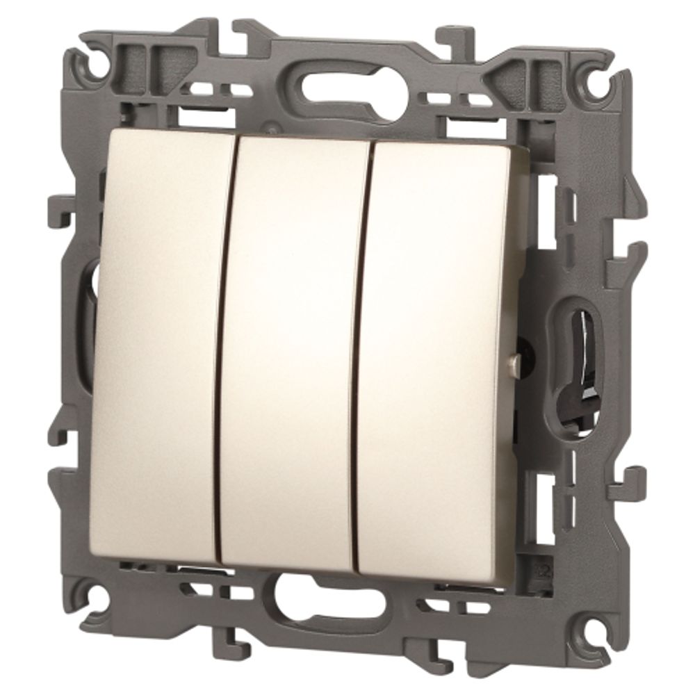 Выключатель ЭРА Elegance 14-1107-04 тройной 10АХ-250В IP20 шампань