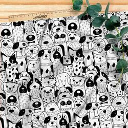 Ткань шелк Армани силуэты собак