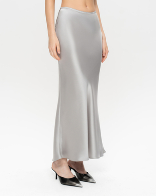 Юбка миди из жемчужного сатина