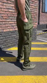 Брюки олива эластан