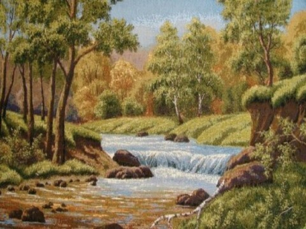 Гобеленовая картина "D. ПОРОГИ" в багетной раме, Россия.