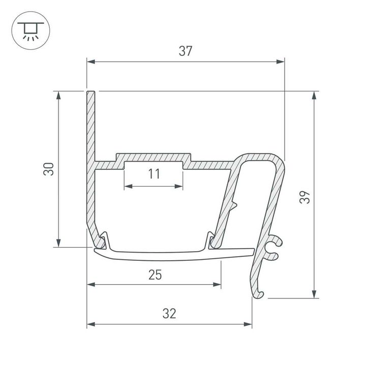 Профиль Arlight Stretch-S-30-Wall-Side-2000 040702