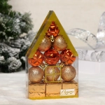 Набор украшений «Новогоднее изобилие» 4 см (набор 12 шт), Янтарь, шампань