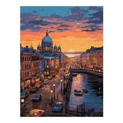 Картина по номерам 40*50см "Вечерний Петербург" (Lori)