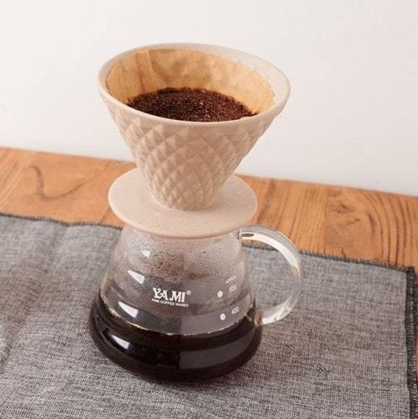 Воронка-дриппер для кофе YAMI Diamond Coffee Dripper V02, коричневая, на 2-4 чашки