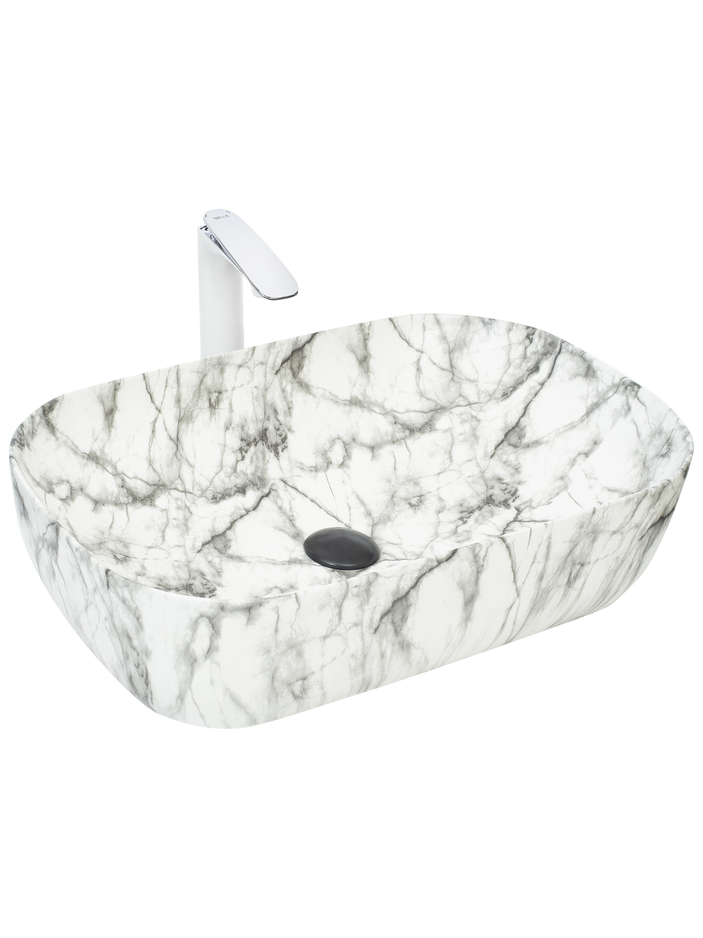 Раковина накладная (мрамор белая с серым) WeltWasser WW  ELBACH 2143P M805 610х400х145