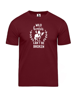 Футболка Wild hearts unisex бордовый с белым рисунком