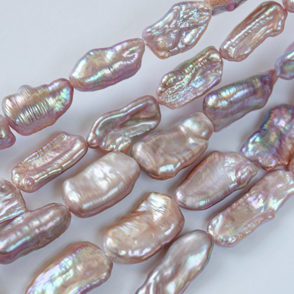 Жемчуг культивированный "Бива", розово-лиловый, с эффектом хамелеона, 14-25мм