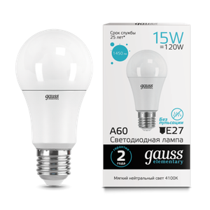 ЛАМПА GAUSS ELEMENTARY LED A60 15W E 27 4100K