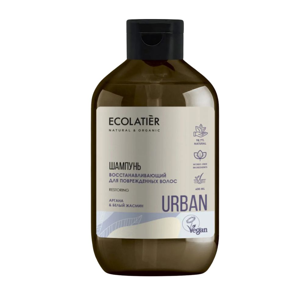 Urban Шампунь Восстанавливающий для поврежденных волос Аргана и Белый жасмин 600мл (Ecolatier)