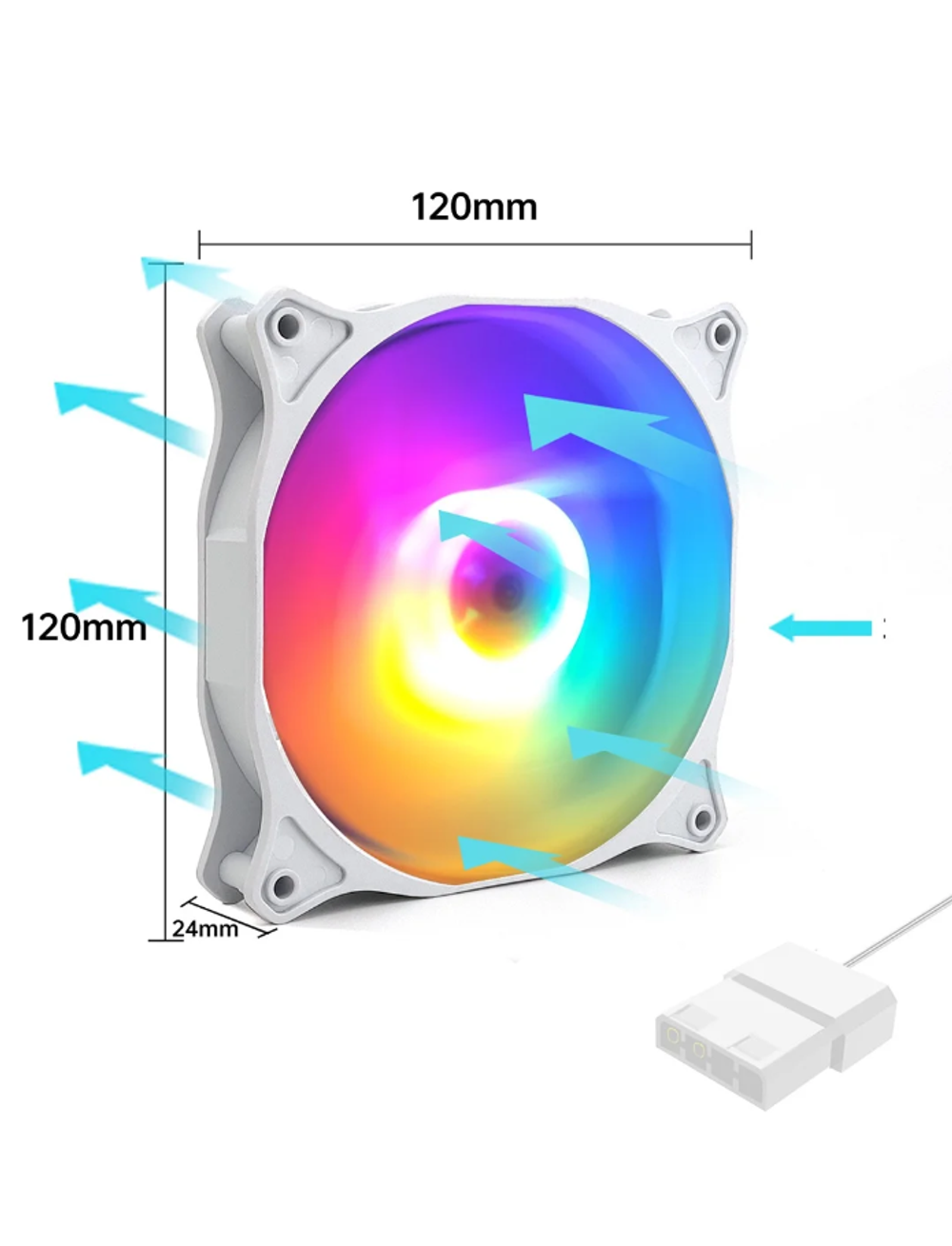 Вентилятор для компьютера корпусный с RGB подсветкой 120мм для игрового ПК