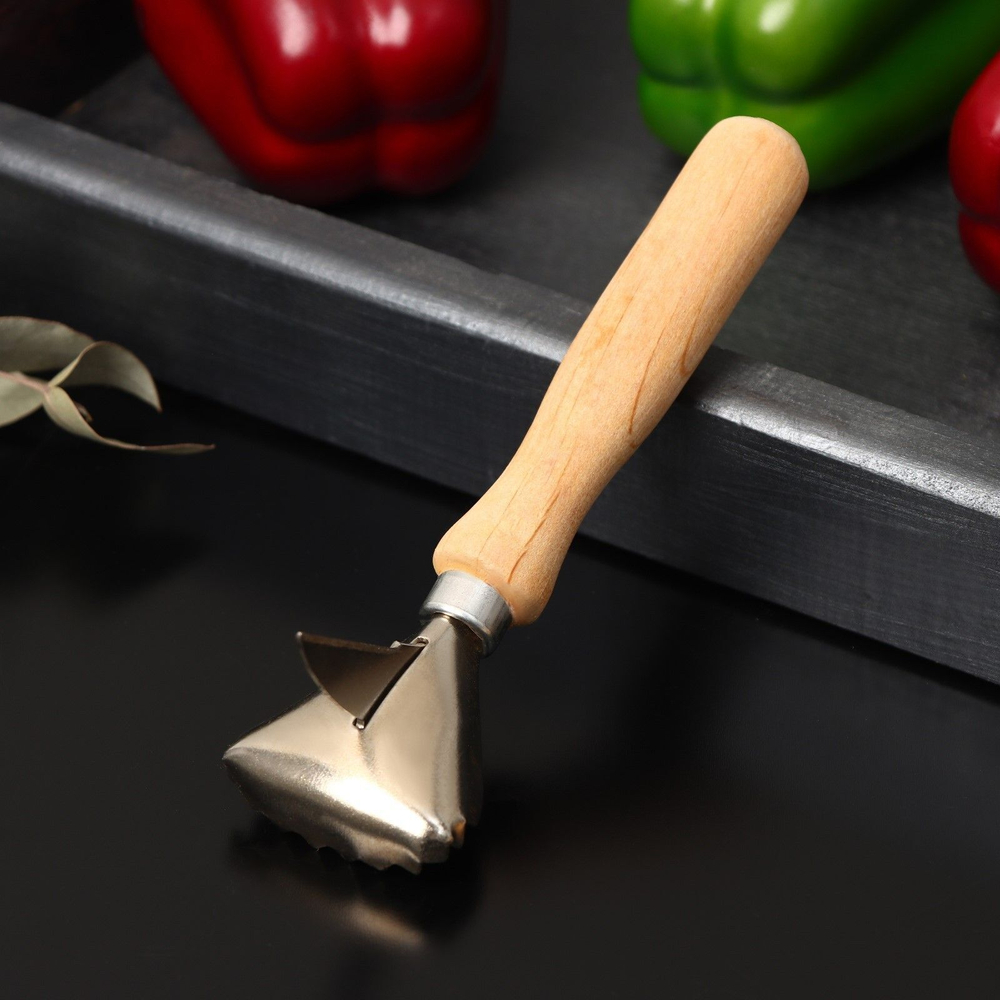 Рыбочистка с ножом для вспарывания «Традиционная», 16×5 см, с деревянной ручкой