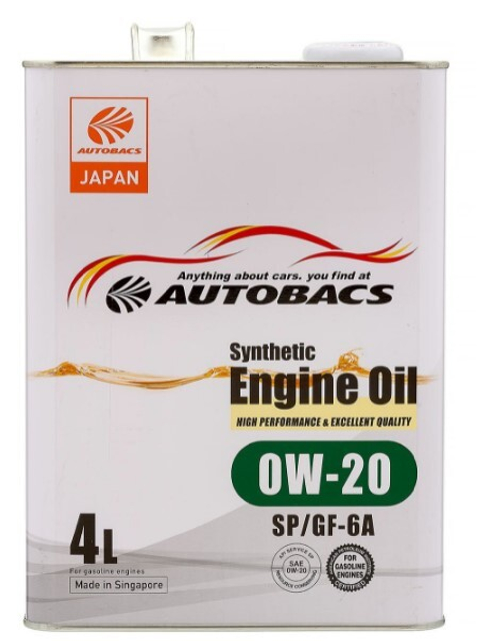 Масло моторное AUTOBACS Synthetic Engine Oil 0W-20 SP/GF-6A синтетическое 4л / 0W20