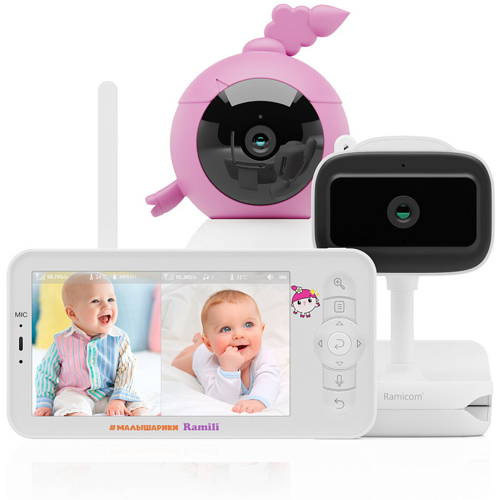Видеоняня Ramili Baby RV100NUSHAVRC400C Нюша, Малышарики, с креплениями