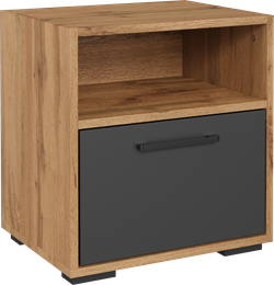 Прикроватная тумба DIWO Кострома 45x48х35 см дуб вотан, антрацит, ручка черная