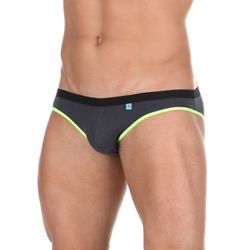 Мужские трусы слипы темно-серые с салатовой окантовкой Van Baam VB50763