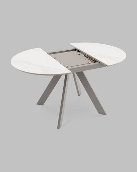 Стол круглый Миндель D100 столешница керамика белый глянец, основание металл латте