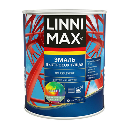 Грунт-эмаль по ржавчине Linnimax, быстросохнущая, 2,5 л, RAL 7024, серый графит