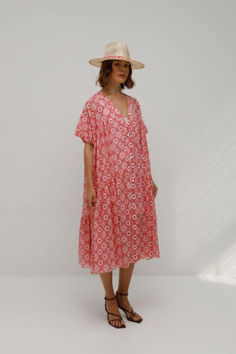 ПЛАТЬЕ ПЬЕРИ РОЗОВЫЙ ПРИНТ (розовый onesize)