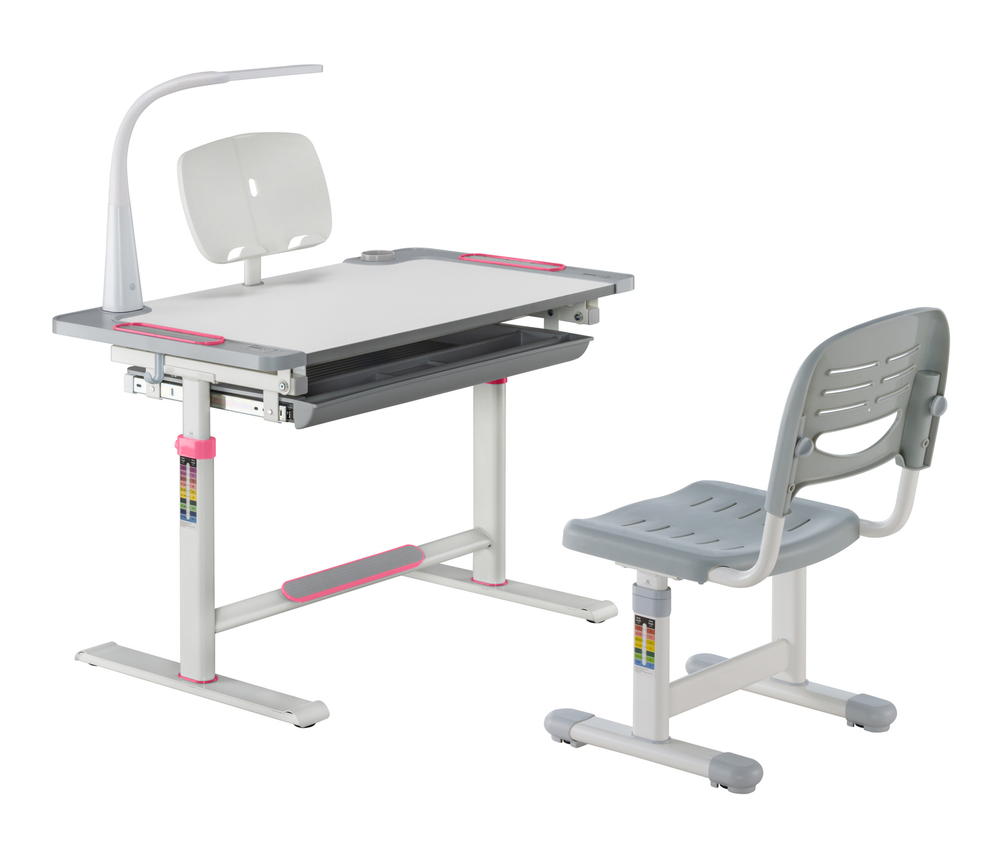 Комплект растущей детской мебели Fundesk Littonia парта + стул + выдвижной ящик + подставка + лампа