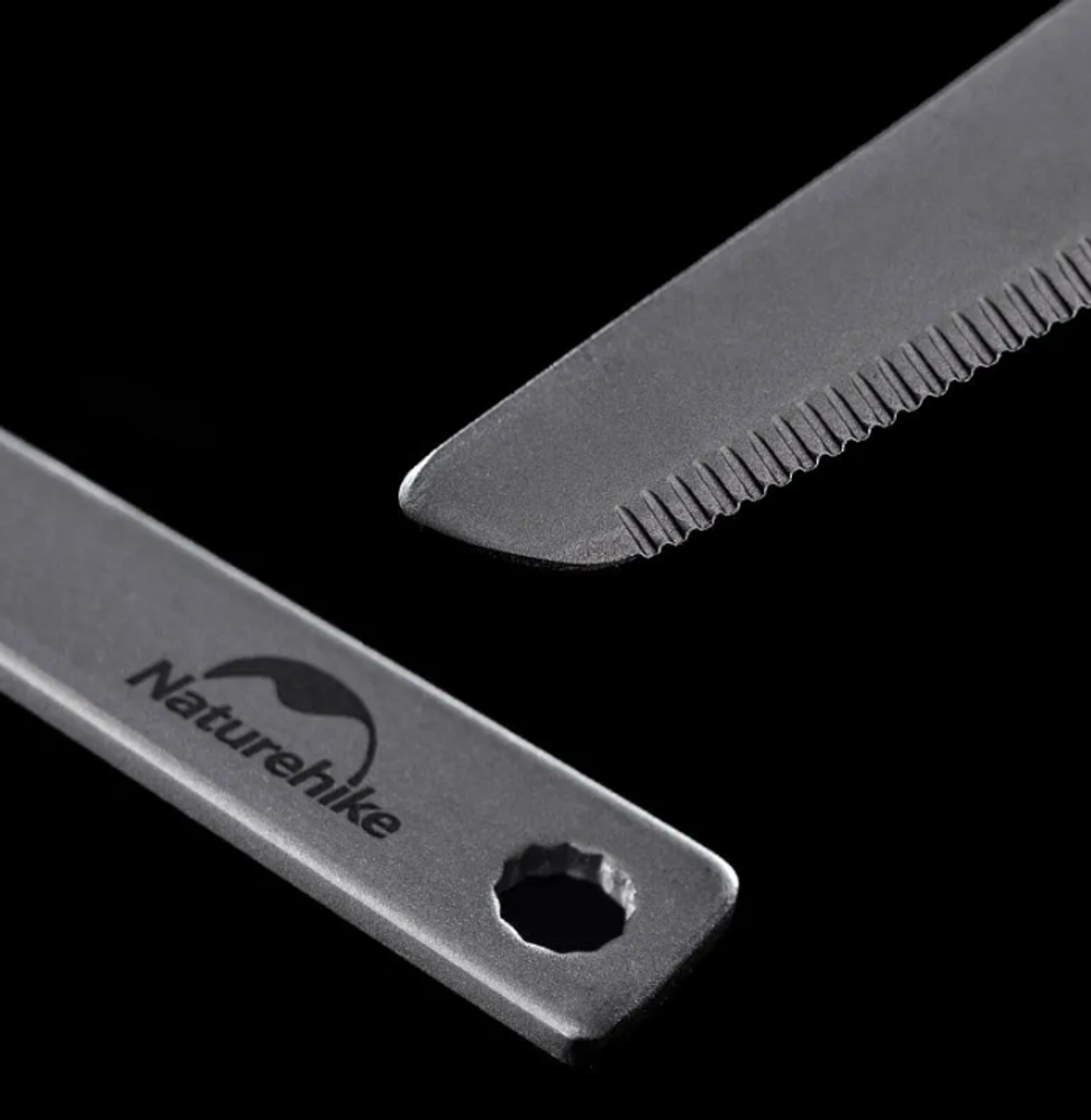 Набор столовых приборов Naturehike (нож, вилка, ложка), титан, в чехле