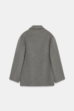 ZARA БЛЕЙЗЕР ИЗ СМЕСОВОЙ ШЕРСТИ — ZW COLLECTION, СЕРЫЙ