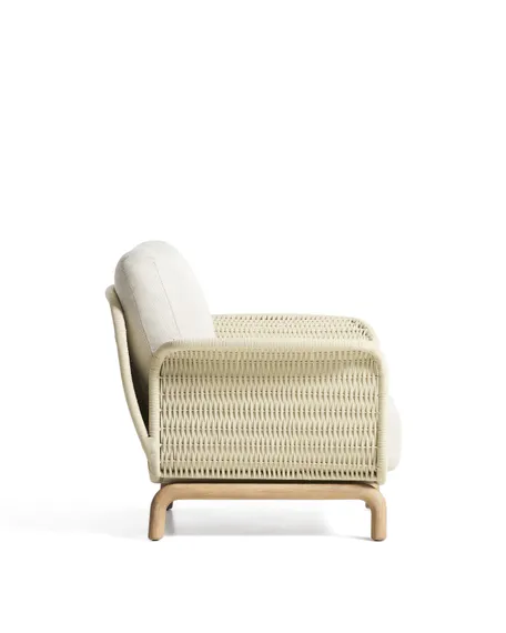 Уличное кресло Alipa из акации и веревки цвета экрю