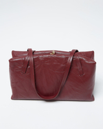 Сумка с замком из натуральной кожи бордо