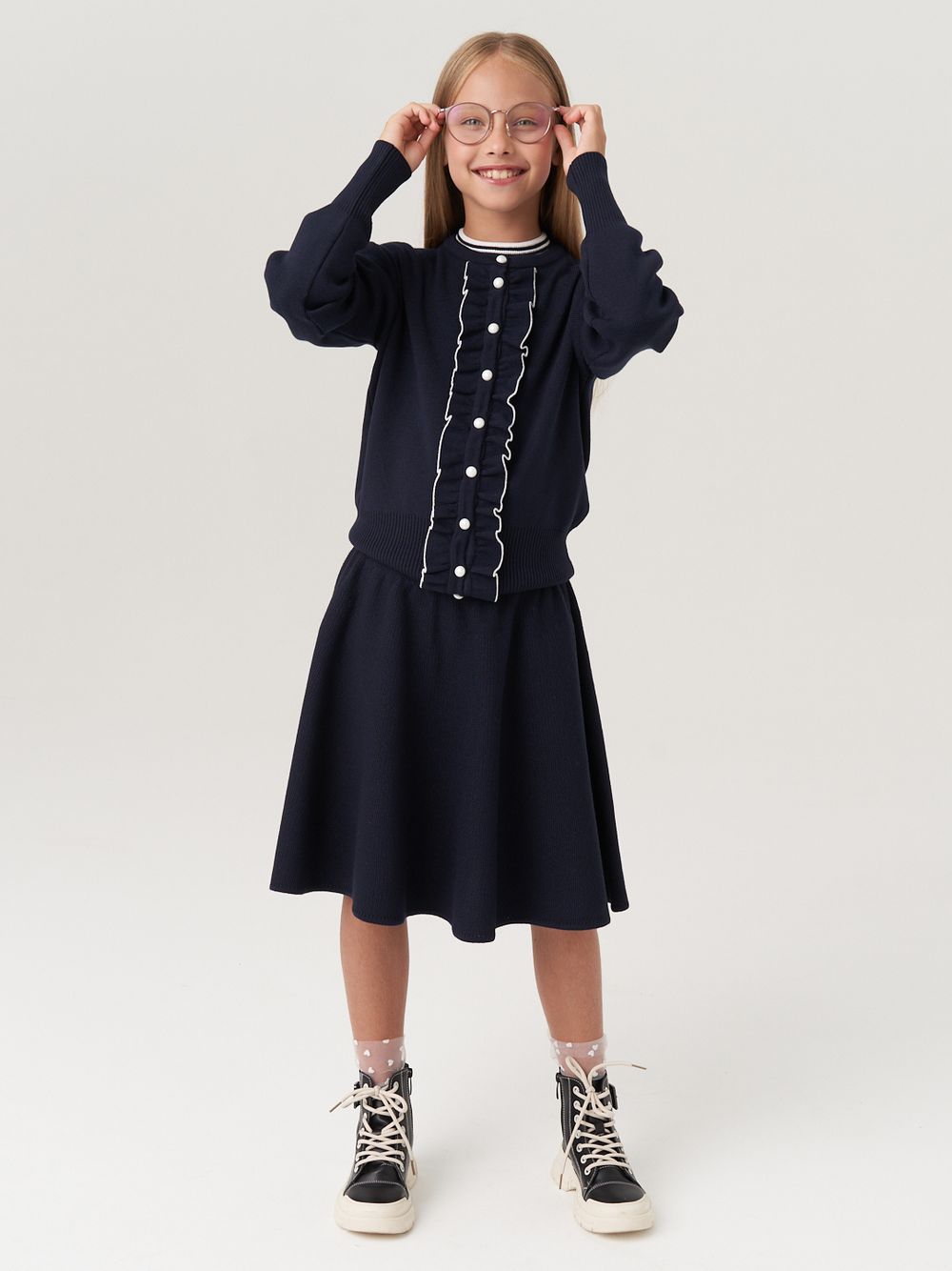 Кардиган школьный для девочки AT585 синий