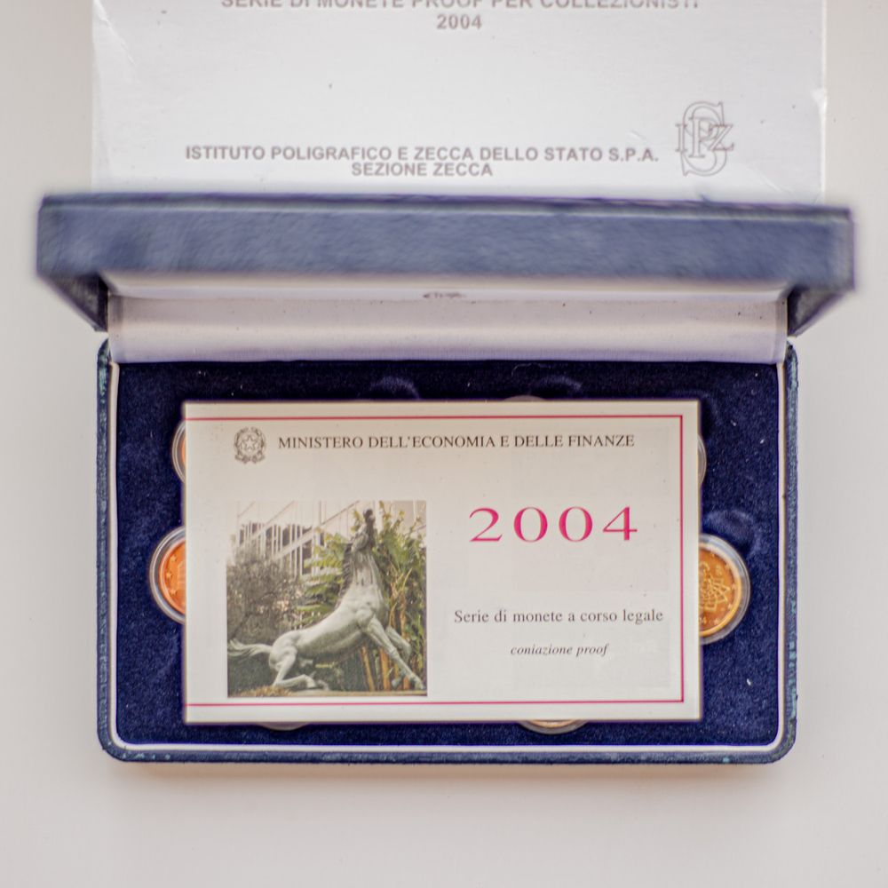 Italy 2004 Proof Coin Set "Federico Fellini" with 5 EUR Silver Coin "50 Years of Television Broadcasting in Italy"