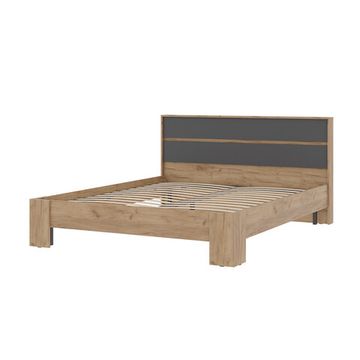 ХЕЛЕН КР 03 Кровать с орт 1.6х2.0Фасад СЕРЫЙ ГРАФИТ 0162/Корпус ДУБ КРАФТ ЗОЛОТО