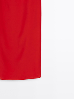 Massimo Dutti Платье миди с прямым вырезом, красный