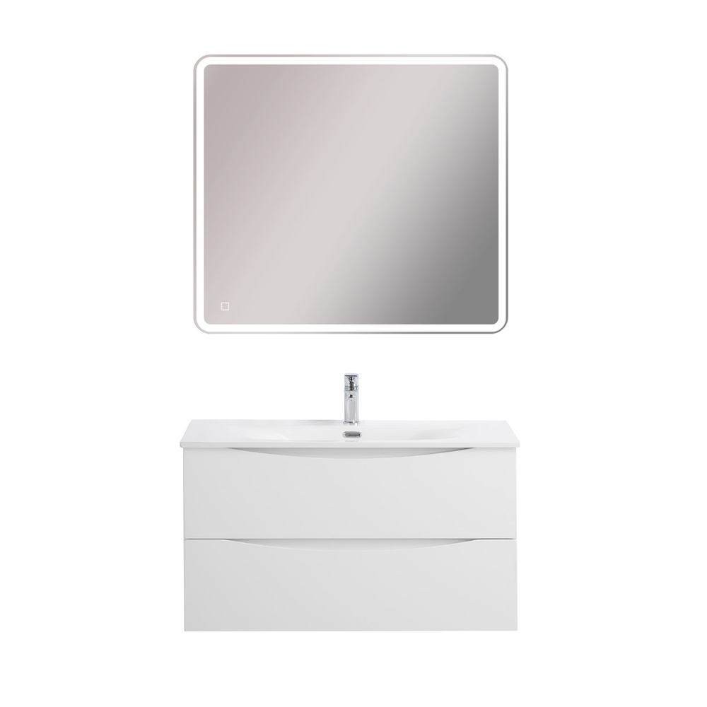 Тумба с раковиной подвесная BelBagno MARINO-CER-MINI-900-2C-SO-BO-P Bianco Opaco, раковина белая BB-8099-3-90