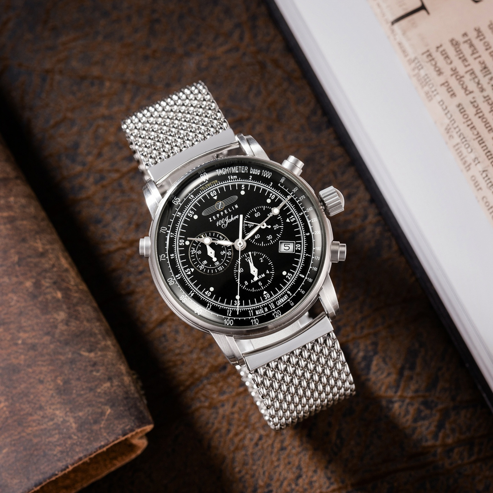 ZEPPELIN Hundred Years Collection Chronograph Watch Quartz Movement 50 meter Water Resistance Men"s Watches