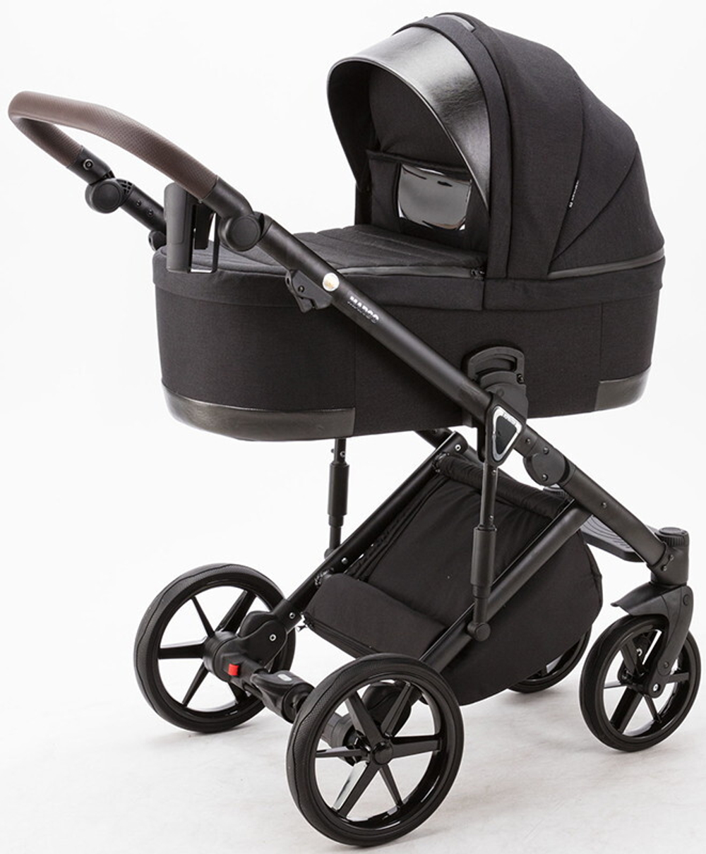 Детская коляска Adamex Marco 2 в 1 GA11 (ЧЕРН. ТК. + ЧЕРН. БЛЕСК.КОЖ.ОТД.)