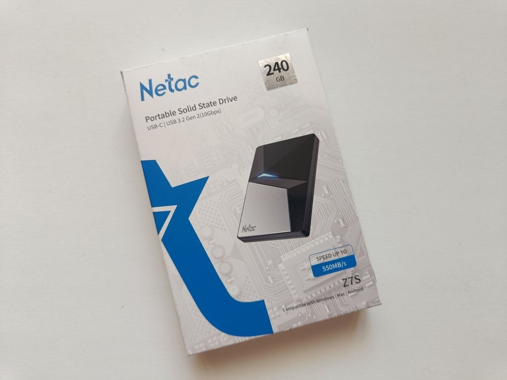 Внешний накопитель Netac Z7S NT01Z7S-240G-32BK 240 Гб